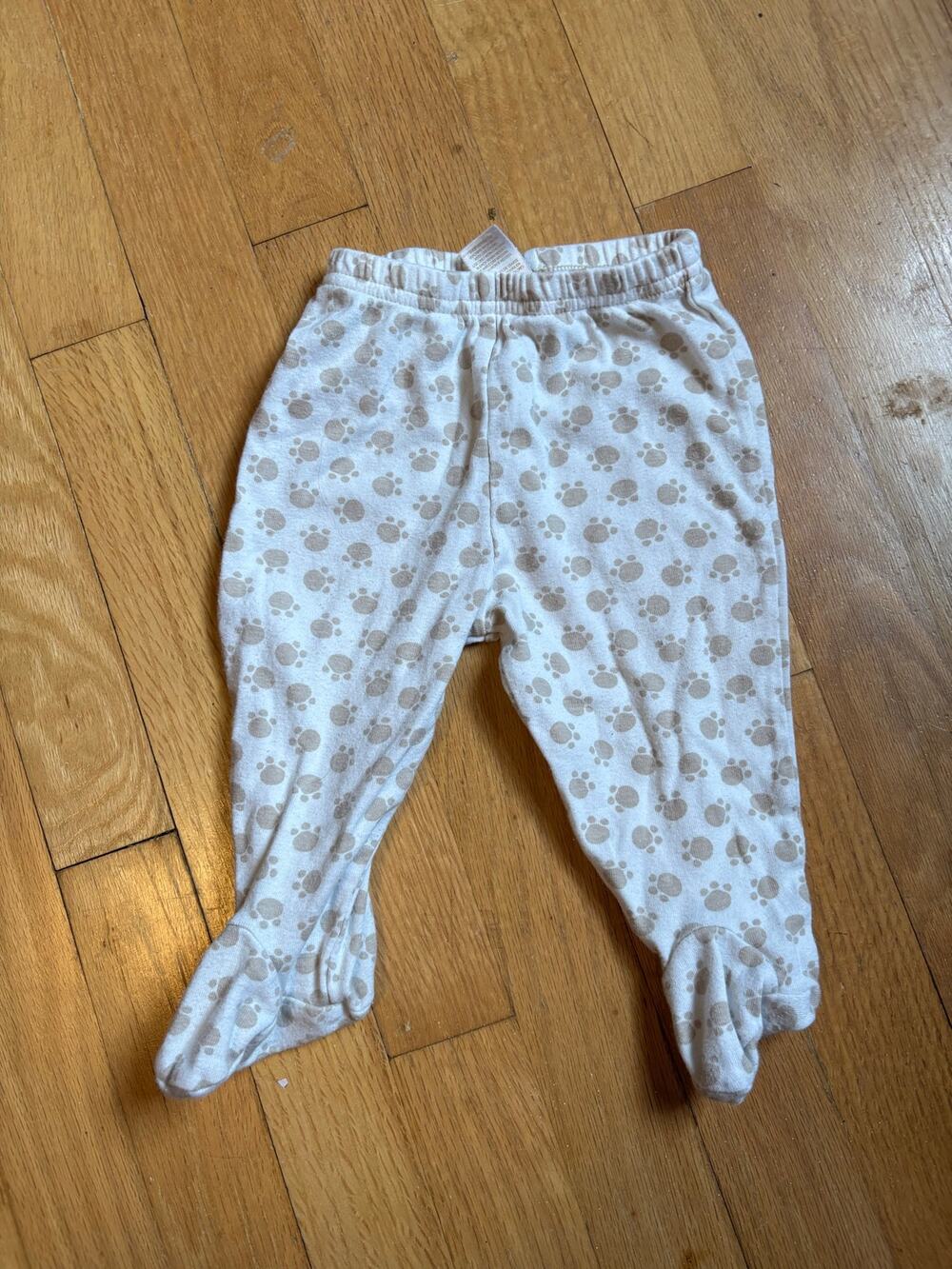 Carter's 6M Paw Print Footed Pants - 100% Cotton, Cute Animal Print